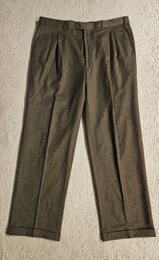 Patrick James Pants Rimini Double Pleated Reda Super 100s Sz 38 Brown Wool Italy